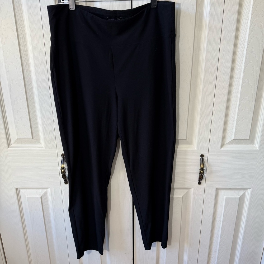 Eileen Fisher Black Pull On Straight Leg Trousers Pants Women’s size Large